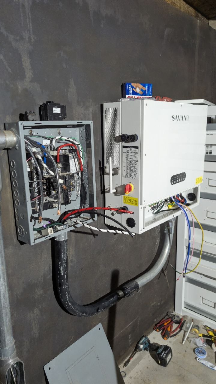 Savant inverter with sub-panel and full electrical rough-in wiring