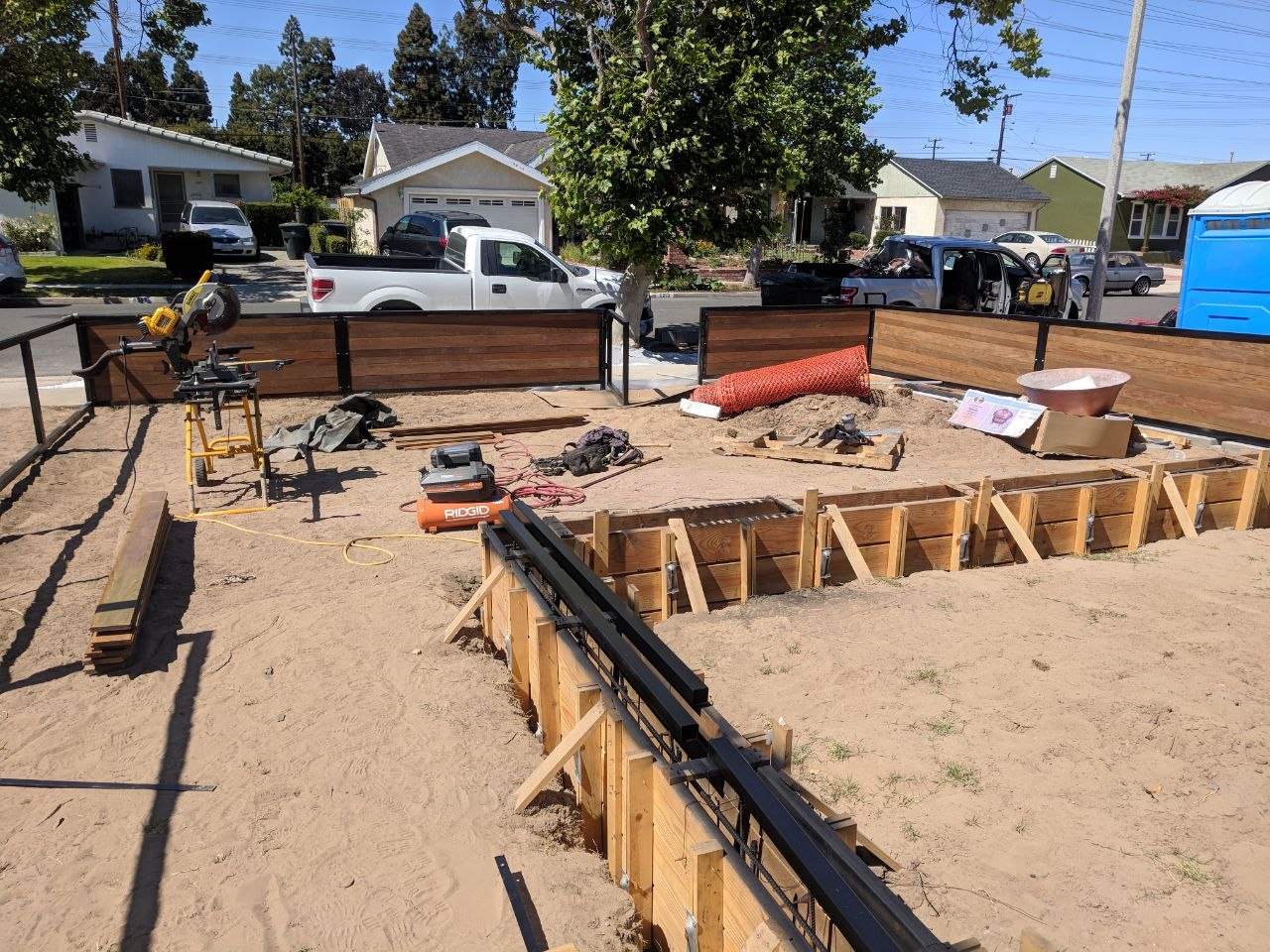 Excavation and foundation work for exterior layout